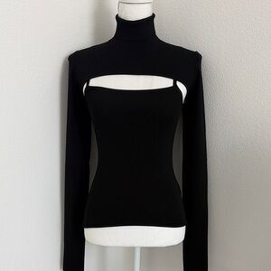 & Other Stories Black Cutout Turtleneck Sweater